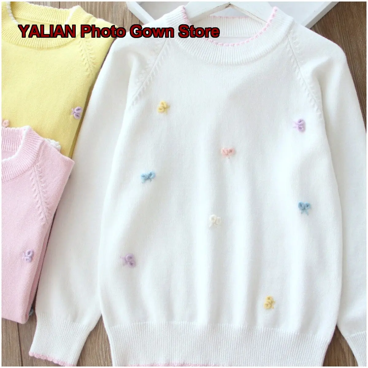 Girls Round Neck Spring Autumn Knit Base Layer Top Cotton Soft Toddler Kids Older Kids