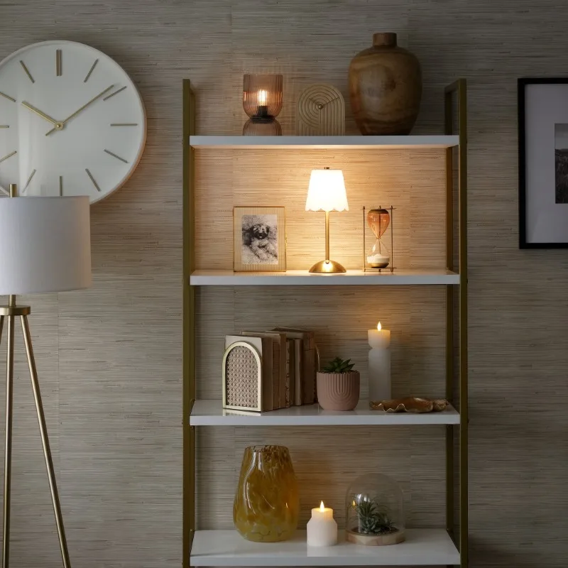 Collection Gold and Natural Rattan Decorative Tabletop Bookends