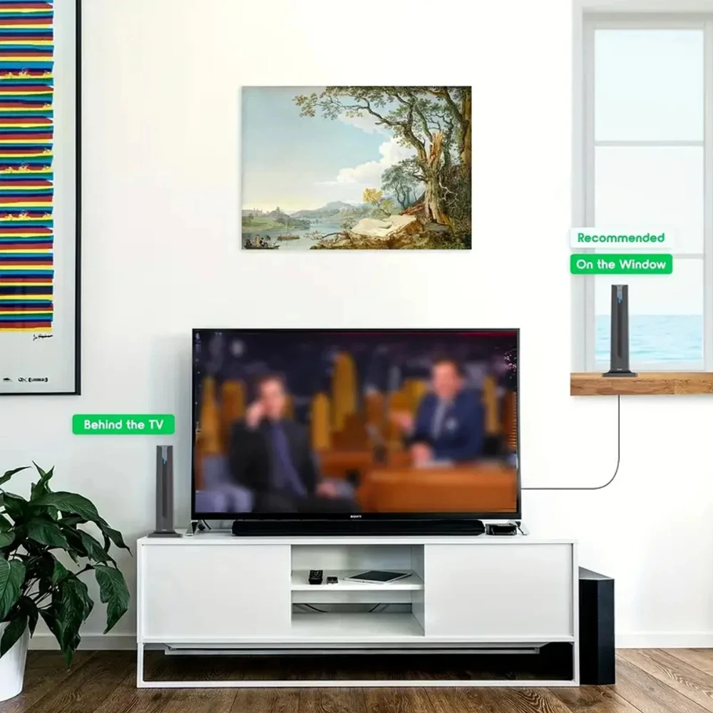 4K HD Digital Indoor TV Antenna with Built-in Amplifier 200+ Miles Range for All Smart TV Crystal Clear Local Channel Reception