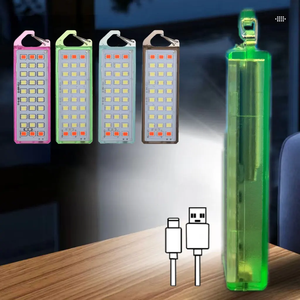 

30LED Mini Keychain Flashlight Portable Usb Rechargeable Backpack Pocket Safety Warning Red light Camping Hiking Emergency light