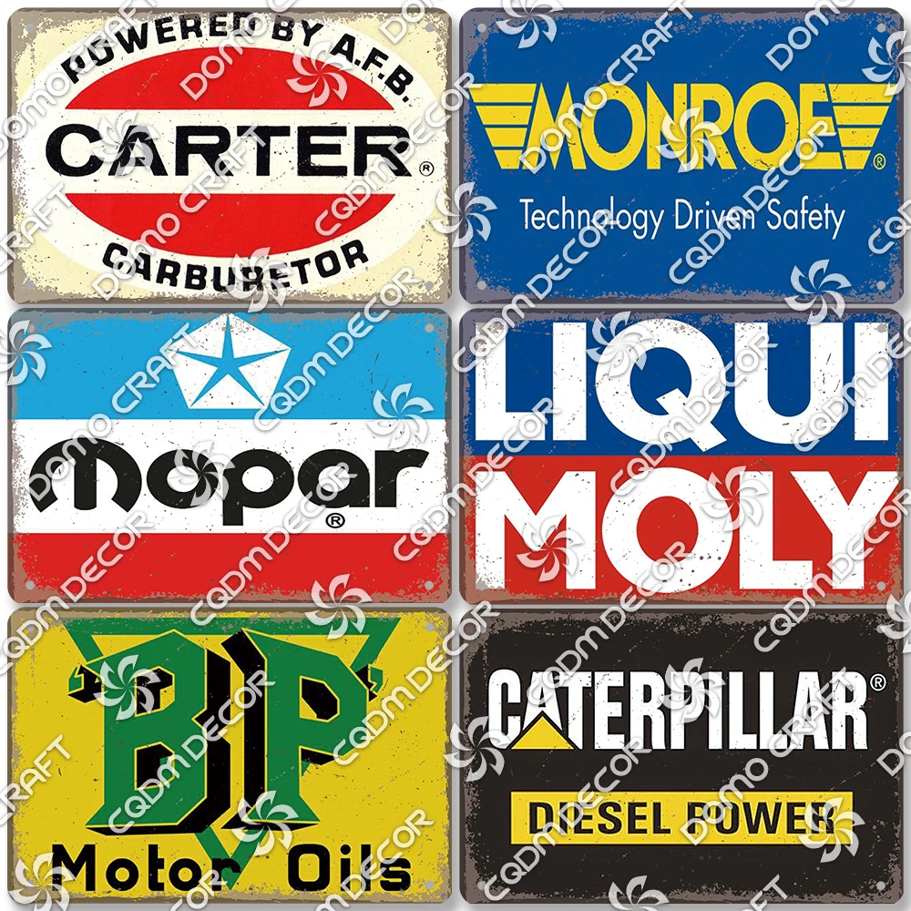 

Motor Oils Plates Metal Tin Sign, Vintage Diesel Power Poster Metal Plaque, Garage Club Gas Station Wall Decoration