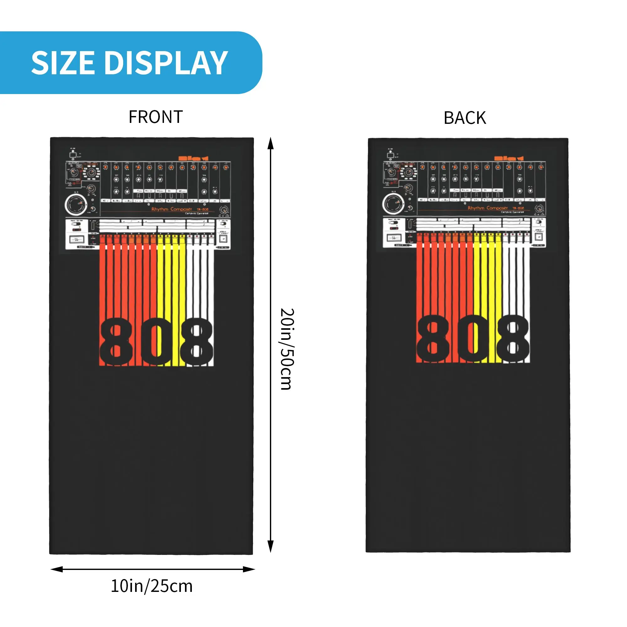 808 Classic Music Electronic Drum Machine Bandana Neck Gaiter Balaclavas Wrap Scarf Printed 80s Headwear Multi-use Outdoor Adult