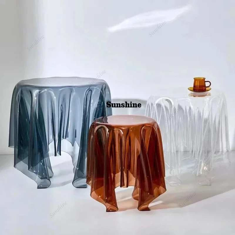 Creative Modern Transparent Magic Acrylic Tablecloth Coffee Table Living Room Home Round Side Table with Strong Artistic SenseY