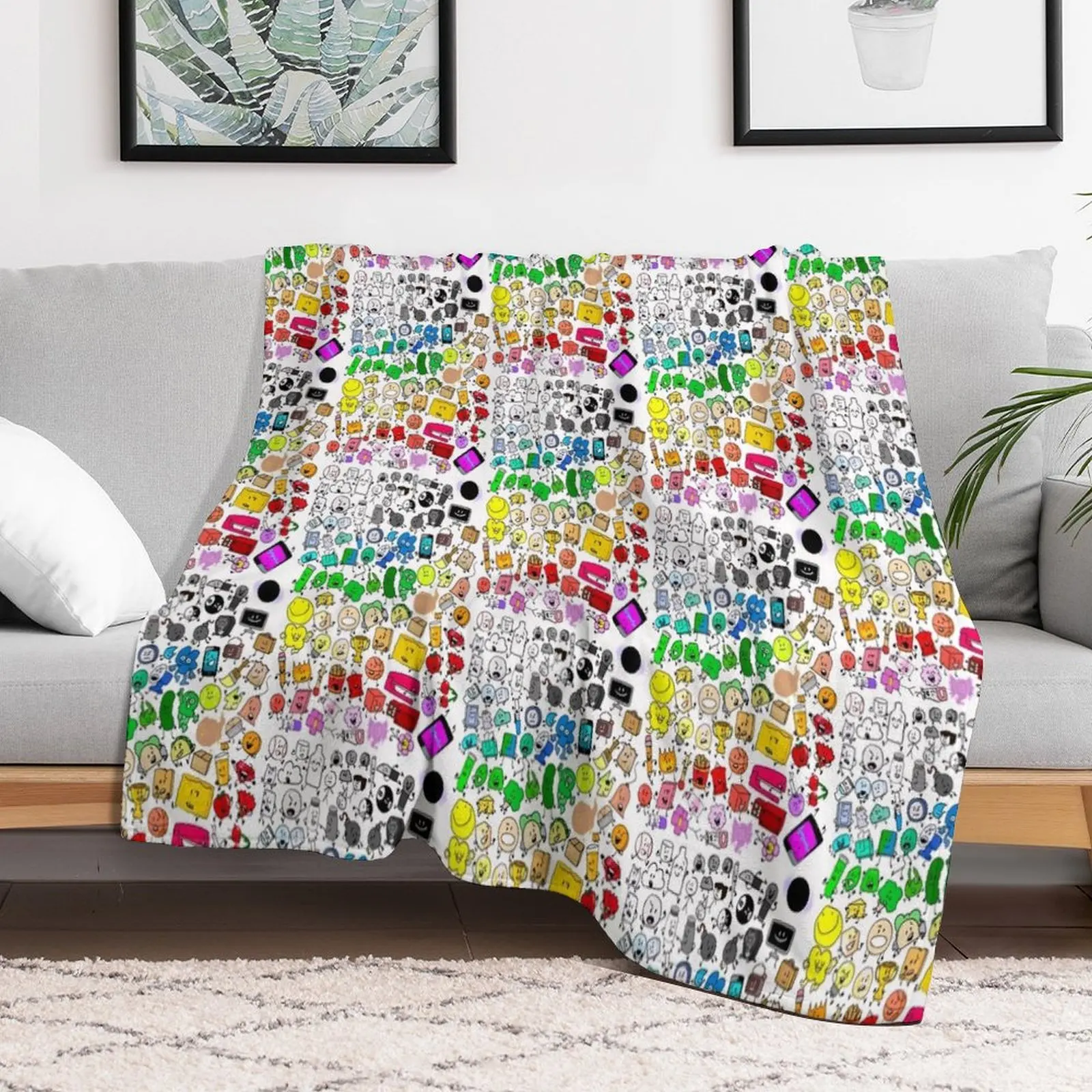 

BFDI Inanimate Insanity All Characters (Transparent) Throw Blanket Plaid on the sofa Retros Blankets
