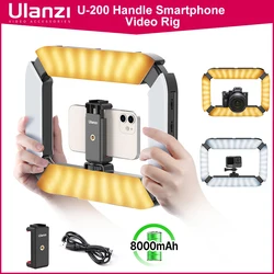 Ulanzi U200 Rechargable Smartphone Video Rig Vertical Shooting LED Ring Light LED Video Light DSLR Smartphone Handle Vlog Grip