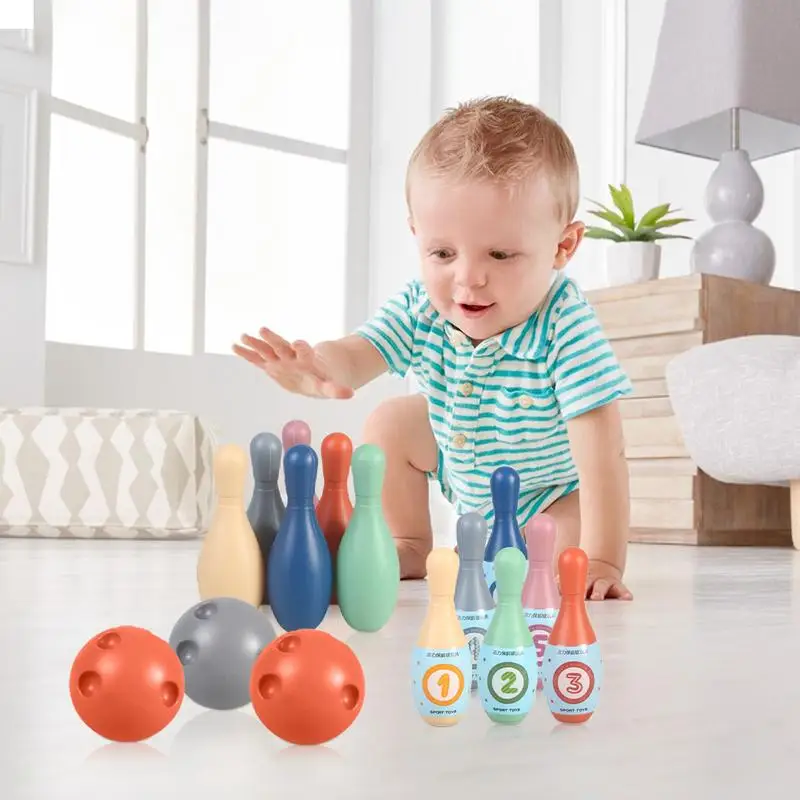 Bowling Set For Kids Colorful Kids Bowling Game 12 Bowling Pins 3 Balls 6 Rings Bowling Games For Kids Indoor Interactive Fun