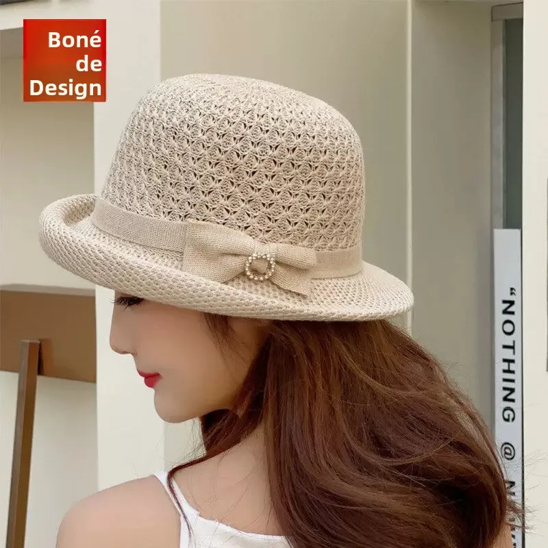 chapeu-de-malha-elegante-primavera-verao-novo-estilo-chapeu-de-pescador-moderno-e-versatil-para-maes-estilosas-bone-versati