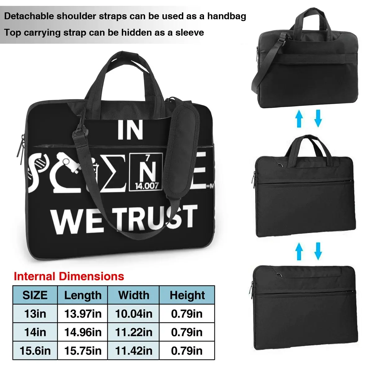 In Science We Trust Laptop Bag Sleeve Motivating Human Progress For Macbook Air Xiaomi Briefcase Bag Protective Computer Case