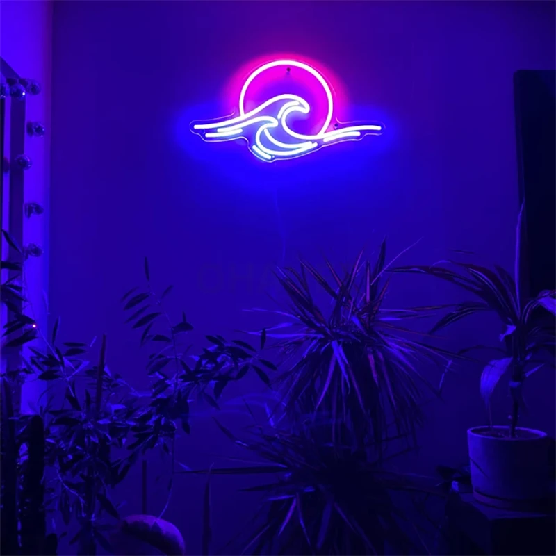 Sun Wave Neon Sign Wave Sunset Sun Ocean Sunrise Custom LED Neon Sign Personalized Gift Dimmable Neon Sign Home Wall Decoration