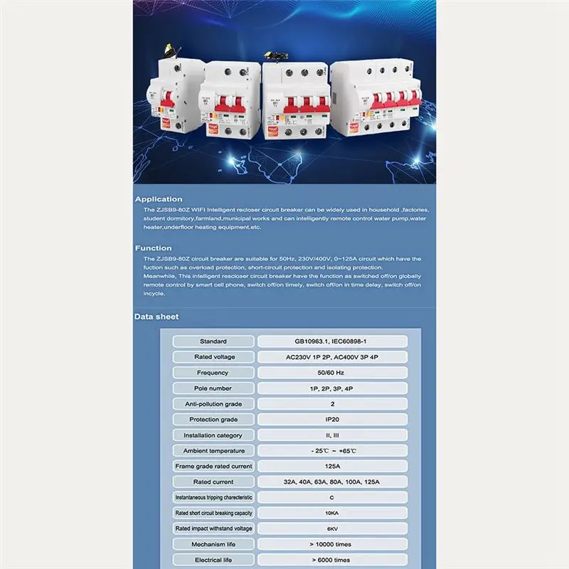 1 pieza Tuya Smart Circuit Breake Interruptor automático Protección contra sobrecarga y cortocircuito (2P)