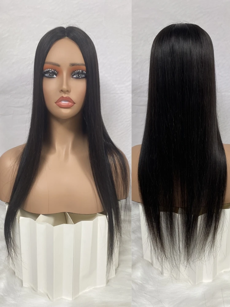 

Натуральный длинный топпер из натуральных человеческих волос 15 см x 6 см, силиконовая кожа, искусственная кожа головы, шелковая основа, женский парик с зажимами, кусочки волос