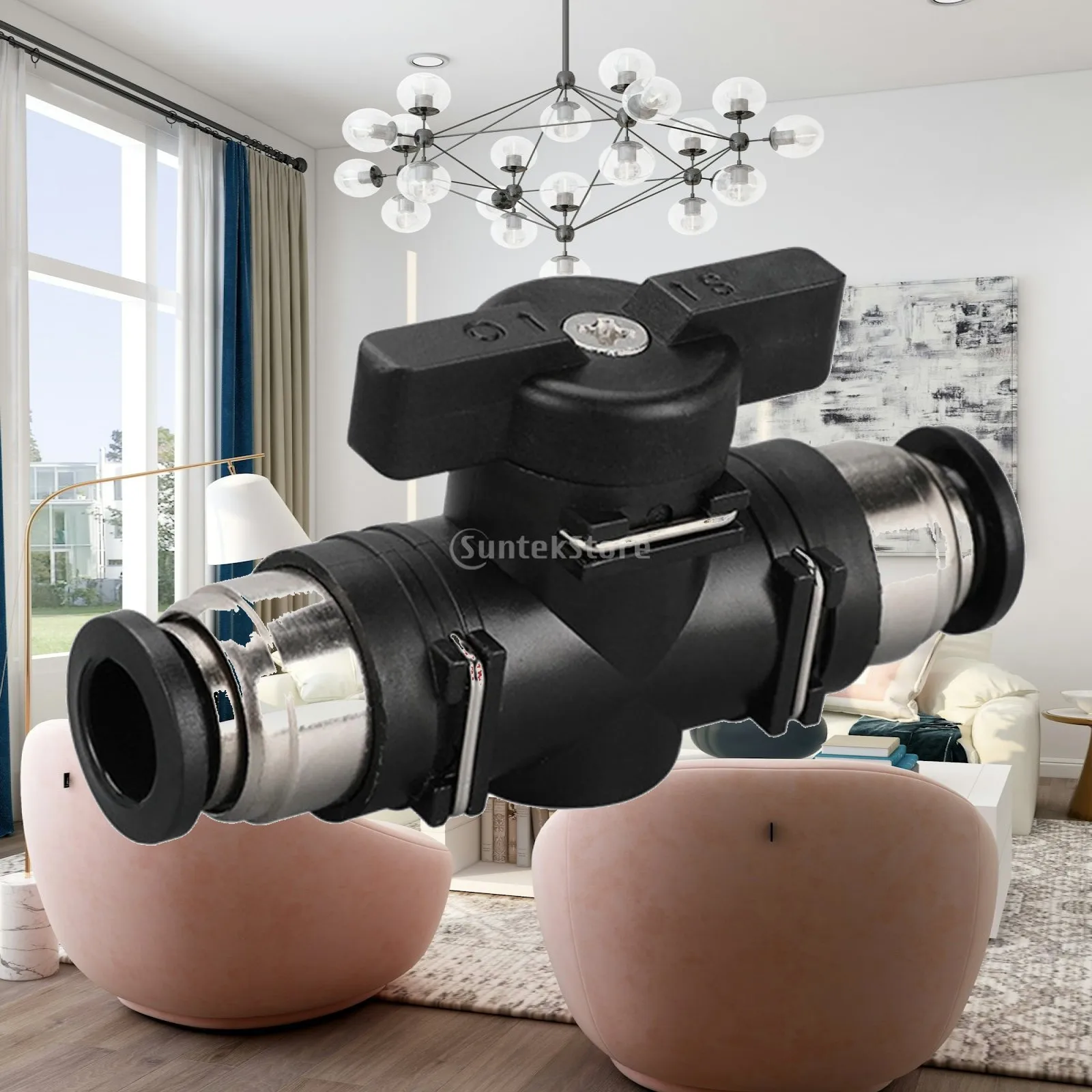 Ball Valve PVC Material Air Flow Control Pneumatic Push to Connect Fitting Hose Connector for Industrial Supply