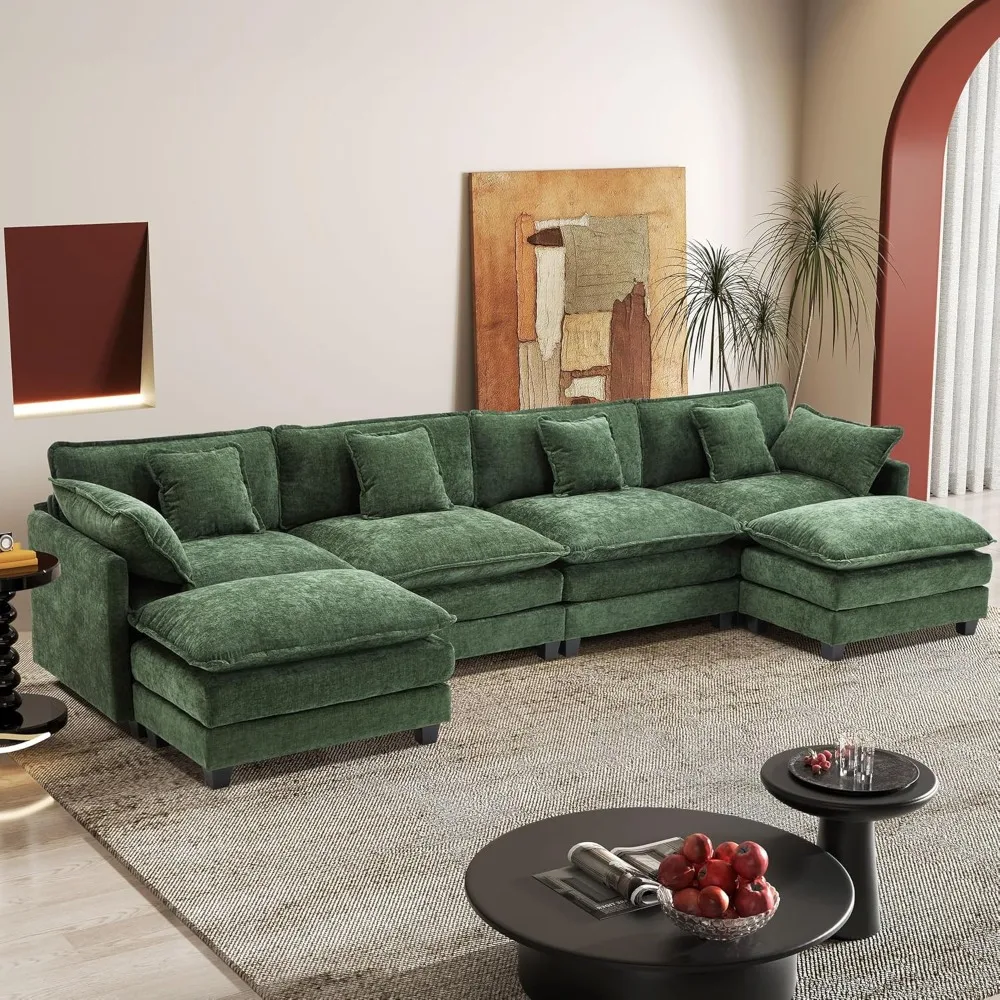 

149.2" Modular Sectional Sofa,U Shaped Couch,Modern Deep Seat Sofa 3 Seater Chenille Fabric Comfy, Customized