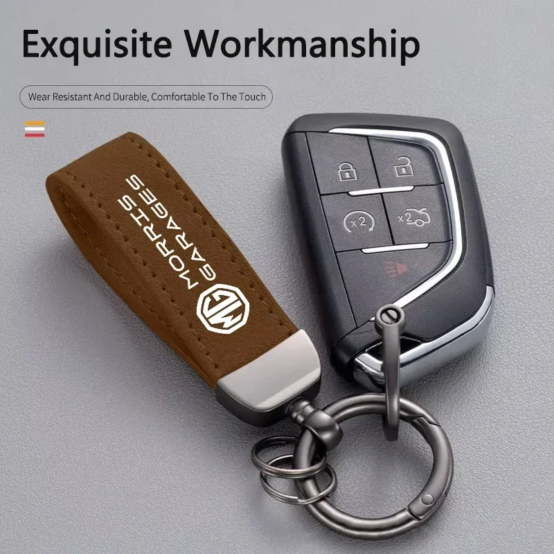Car Leather Keychain Suede Leather Wrist Strap Anti Lost Car Key Fob For MG ZS MG4 EV MG HS MG3 MG5 EV Marvel R MG ONE