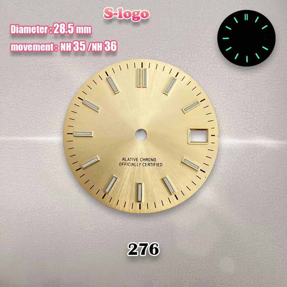 28.5mm S Logo Sunray Dial Fit NH35/NH36/4R/7S Japan Movement Green Luminous Log Watch Modification Accessories Repair tools