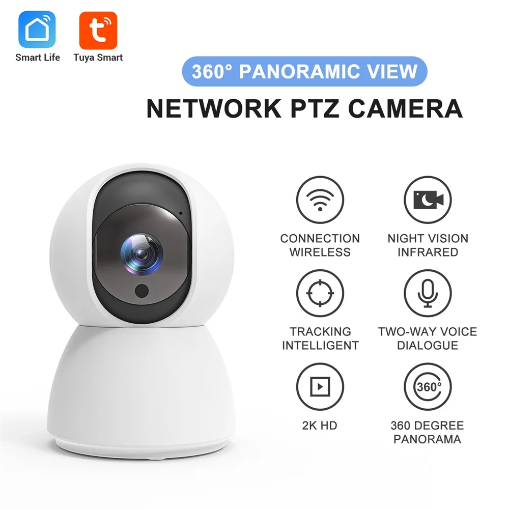 

Умная Wi-Fi камера TUYA, 1080P, 355, угловая веб-камера ночного видения, видео IP-камера, монитор домашней безопасности, AI, автоматическое отслеживание, приложение Smartlife