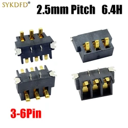 1PCS SMT Spring Battery Connector 2.5 MM Pitch 3 4 5 6 Pin Male Contact Power Charge Connector Contacts Gold Plated 6.4H