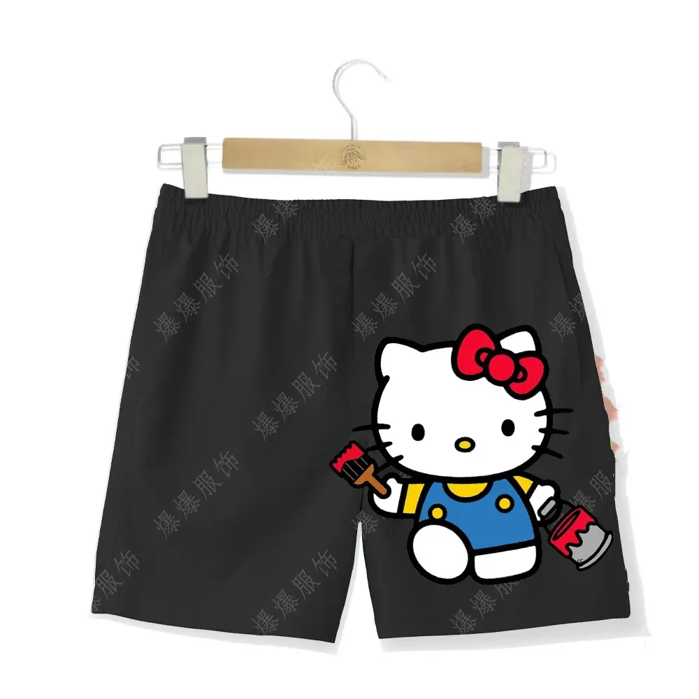 Hello Kitty Sanrio calças de praia para meninas, secagem rápida, shorts esportivos de corrida, fofos, verão, novos, 2024