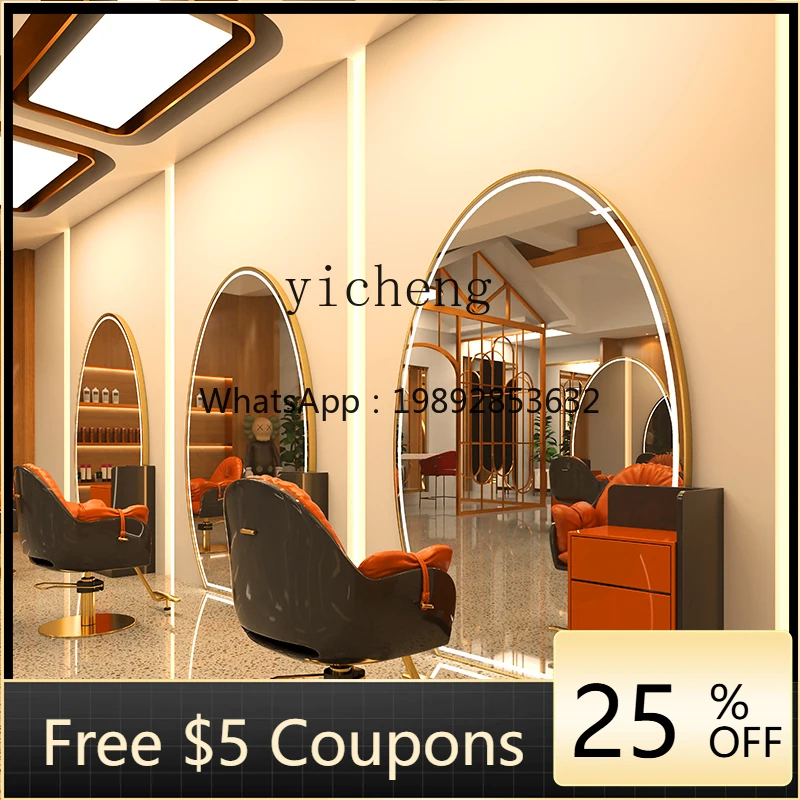 

hairdresser barber shop mirror table beauty mirror single-sided mirror tide shop wall-mounted hair salon