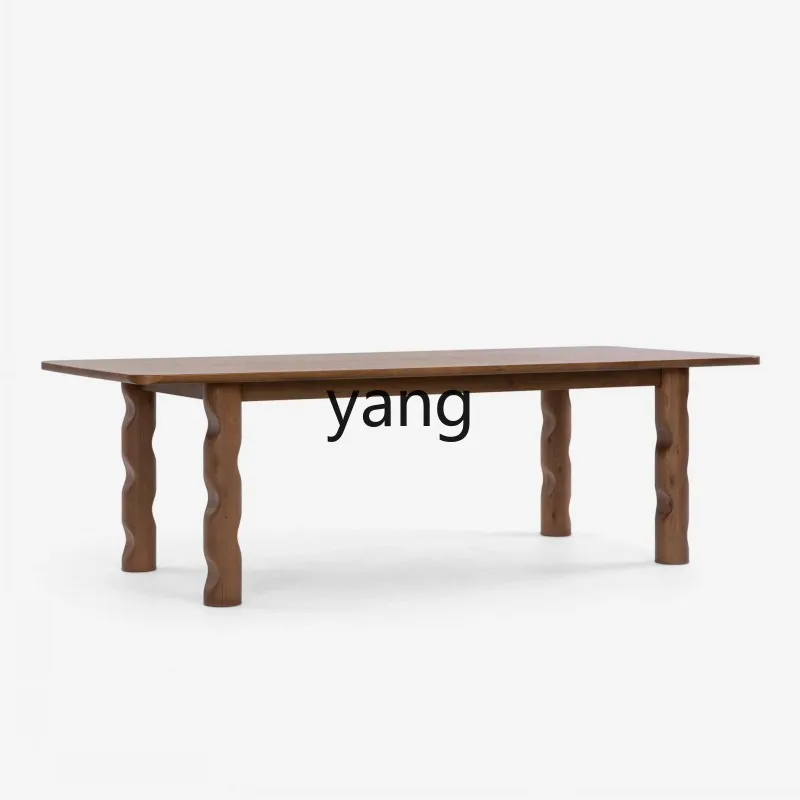 YHM retro medieval solid wood dining table light luxury simple desk