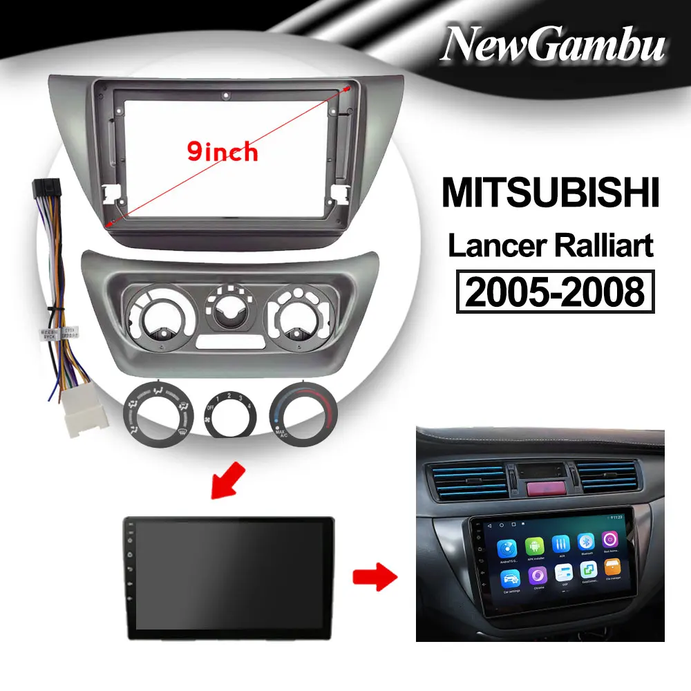 NewGambu 9 inch for MITSUBISHI Lancer Ralliart 2005- 2008 Car DVD Frame Audio Adaptor Dash Trim Facia Panel  Radio Player screen