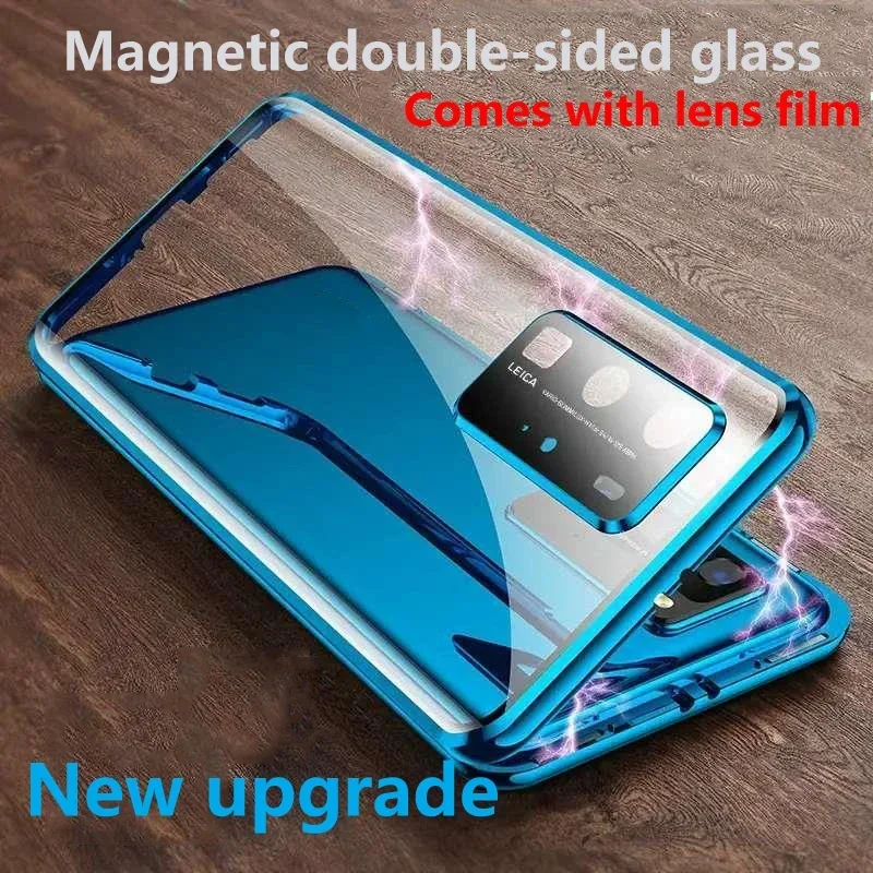 

360 Full Protection Metal Magnetic Double Sided Glass Case for Huawei Nova Y72 Y70 Y71 Y90 Y91 Lens Protection Cover Cases