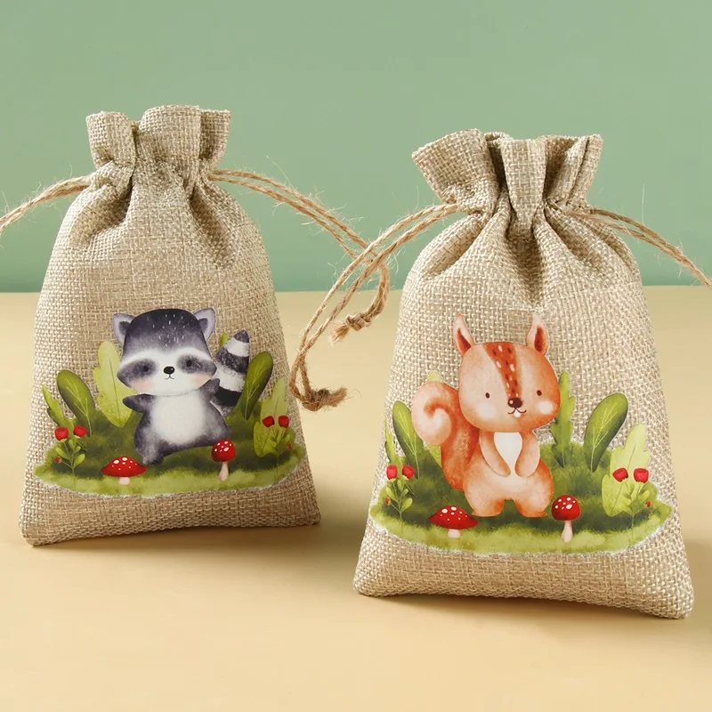 Bolsas de regalo de animales de Safari de la selva, paquete de dulces de aperitivos de galletas, decoraciones de fiesta de cumpleaños para niños,