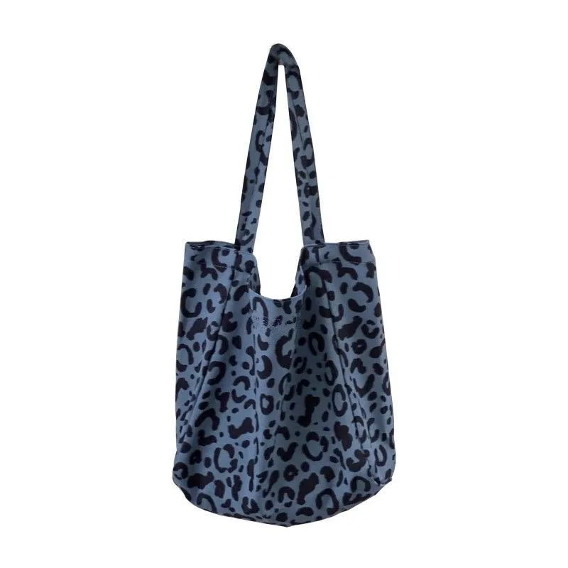 Korean Version of Ono Leopard Print Alphabet Shoulder Portable Canvas Bag Large Capacity Bucket Bag Women Go Out Commuting