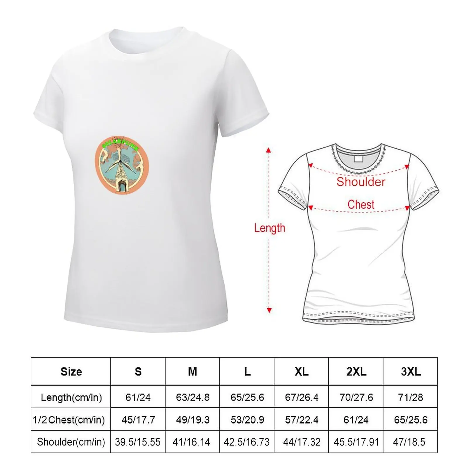 Retro Solarpunk logo T-shirt graphics shirts graphic tees korean fashion Women's clothing