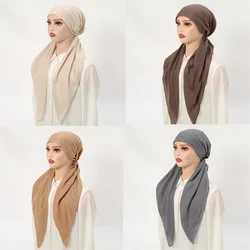 New Solid Color Jersey Cotton Inner Hijab Women Elastic Modal Instant Hijab Bottoming Cap Muslim Headscarf Undercap