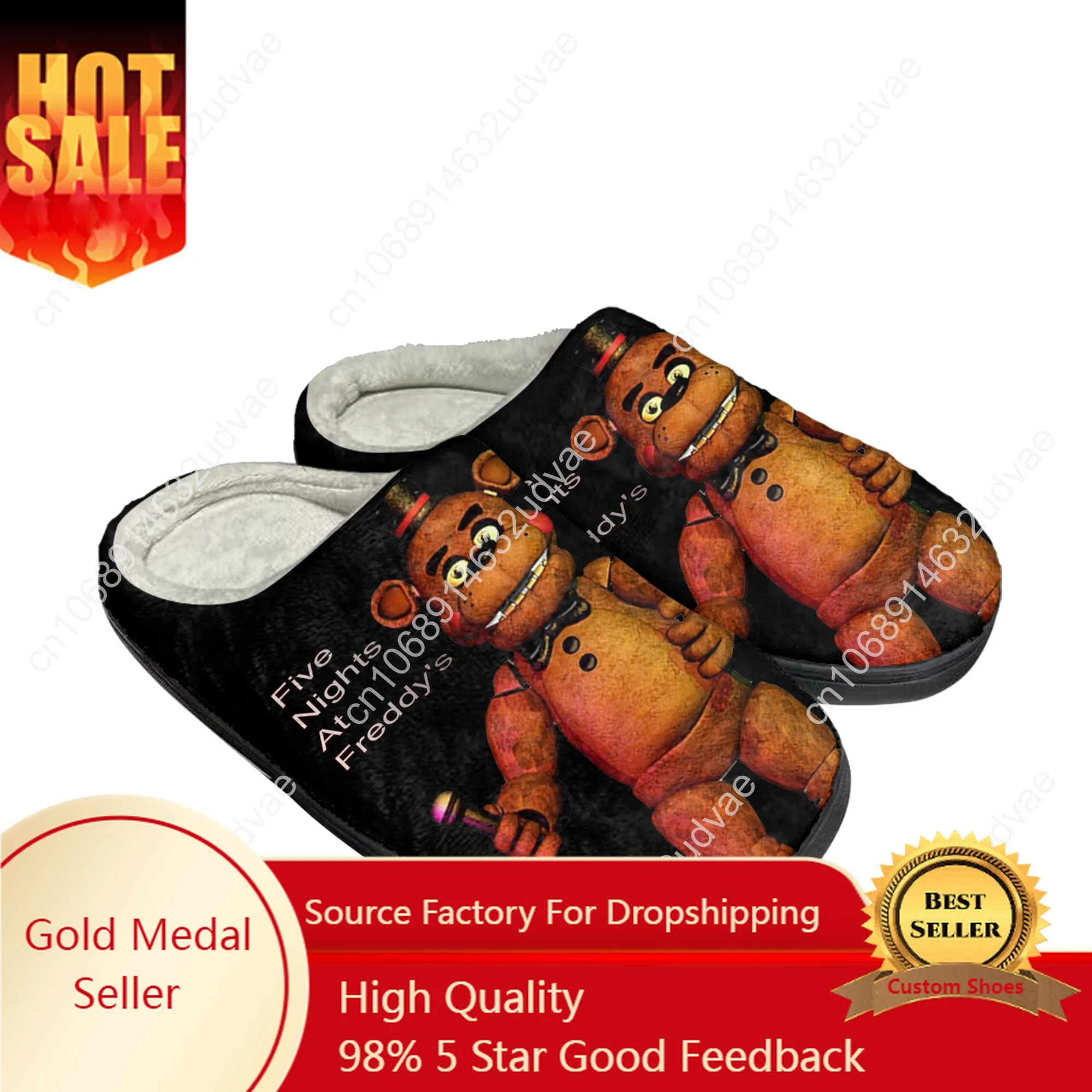 Fnaf F-Freddy Anime At Game N-Nights Cartoon F-Five Home Cotton Custom Slippers Men Women Sandal Plush Keep Warm Thermal Slipper