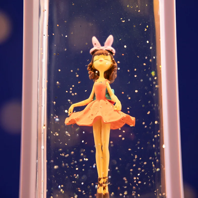 Pink Ballerina Snow Globe Music Box LED Light Up Lantern/Phone Booth Shape Rotating Ballet Wind Up Musical Box for GirlsBirthday