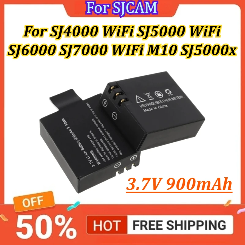 

3.7V 900mAh Li-ion Rechargable Sport Action Camera DV Battery For SJCAM SJ4000 WiFi SJ5000 WiFi SJ6000 SJ7000 WIFi M10 SJ5000x