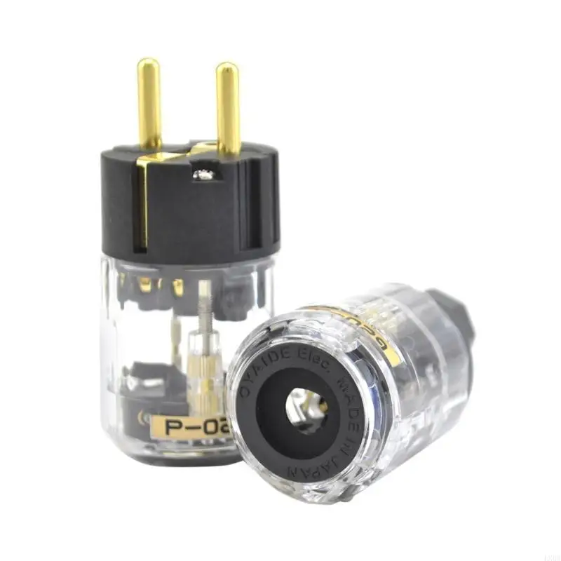

LX0B 1Set P-029 and C-029 Fine Copper Gold Plated EU Power Plug Replacement Plug & Connector for IEC Power Cord Cable