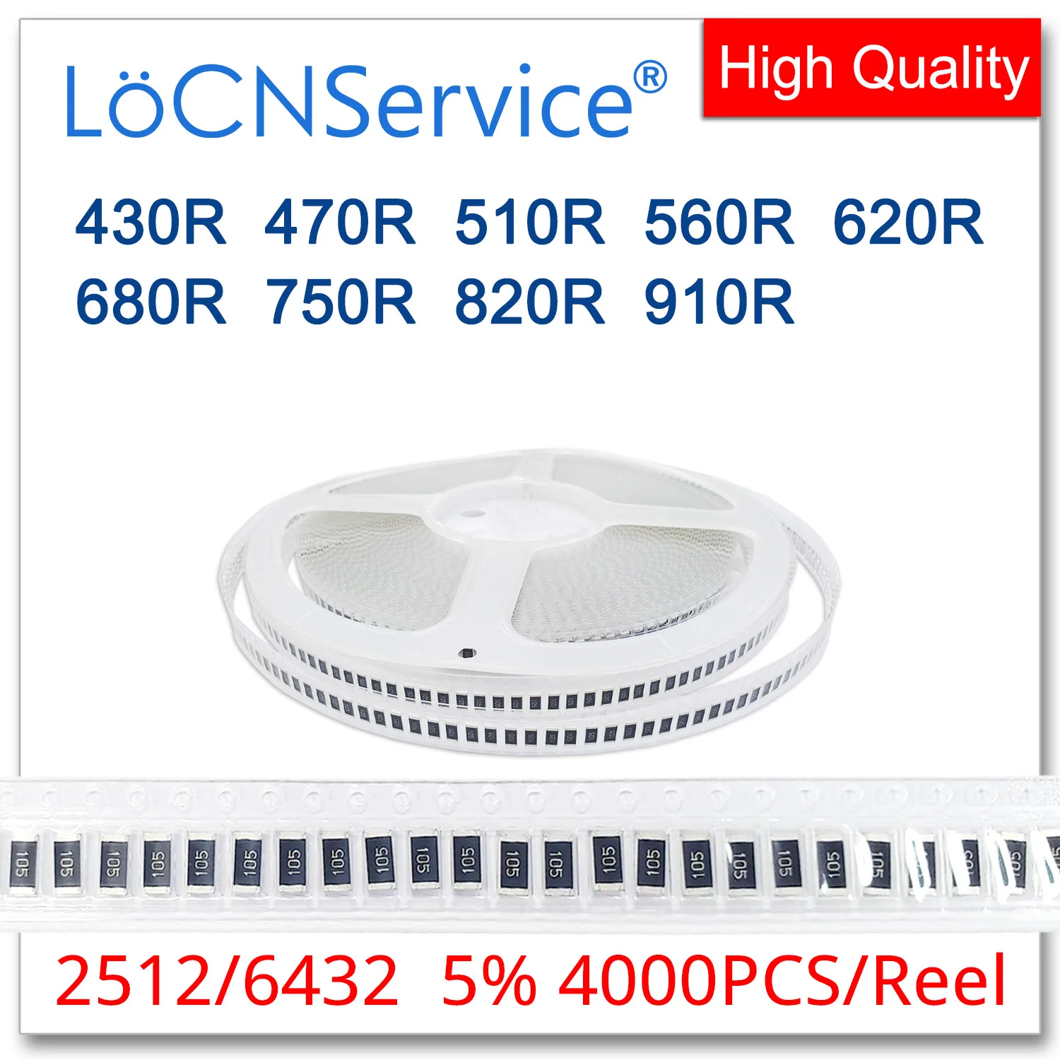 

LoCNService 2512 J 5% 4000 шт. 430R 470R 510R 560R 620R 680R 750R 820R 910R высококачественный smd 6432 резистор Ом