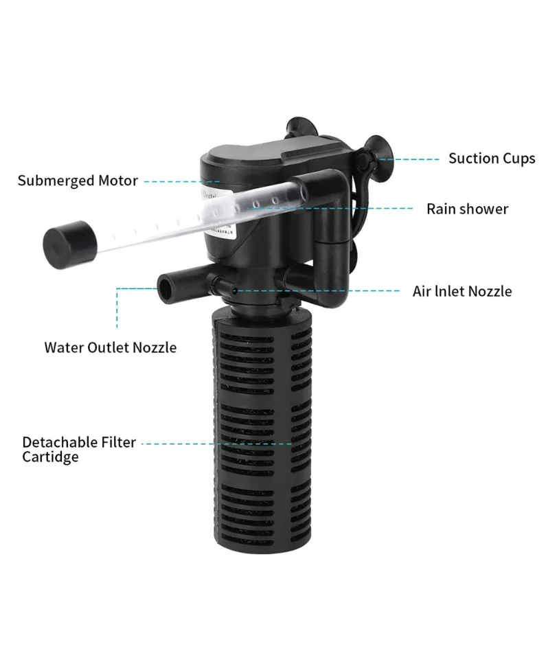 3 في 1 فلتر خزان الأسماك الصامت مرشح حوض السمك الصغير مقاوم للماء حوض السمك مضخة هواء غاطسة لتنقية المياه اكسسوارات حوض السمك #4
