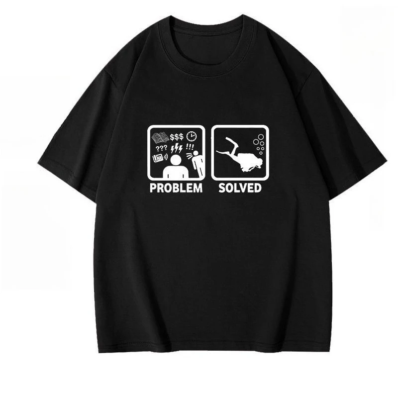 

Если вы не постраждали, пойти на дайвинг! Футболка с короткими рукавами из чистого хлопка с креативным принтом, свободный топ для мужчин и женщин, модная футболка