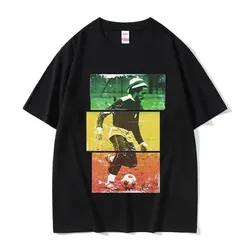 Reggae Bob Marley Football Graphic T-Shirt Męska moda retro Wysokiej jakości t-shirty Hip Hop Oversize Bawełniana koszulka Streetwear