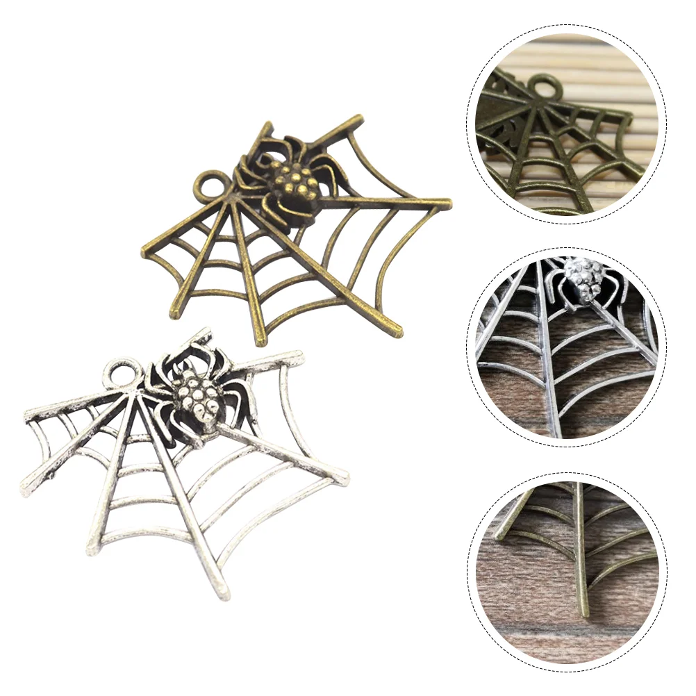 

20 Pcs Hollow Spider Web Pendant Alloy Charm Charms Hanging Jewelry Accessories