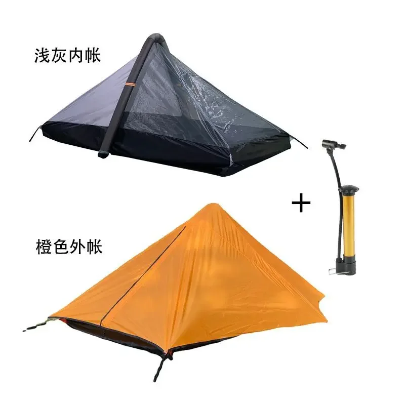 Waterproof Camping Tent Outdoor One Person Air Inflatable Triangle Mesh Tent Double Layer Portable Folding Trekking Air Tent