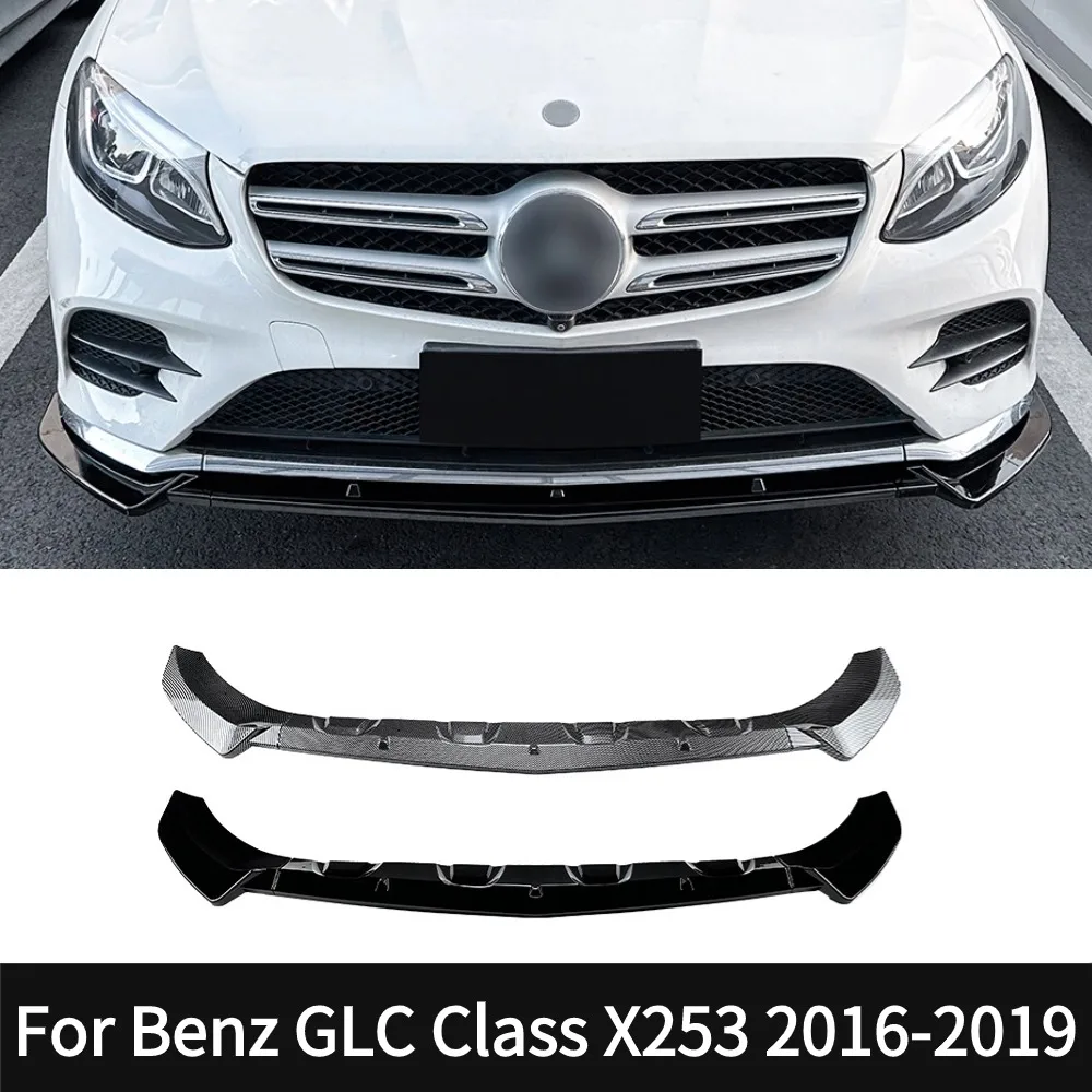 For Mercedes Benz GLC Class X253 C253 201 Glossy Black Front Bumper Chin Lip Kit Spoiler Splitter - Styling & Exterior Accessori