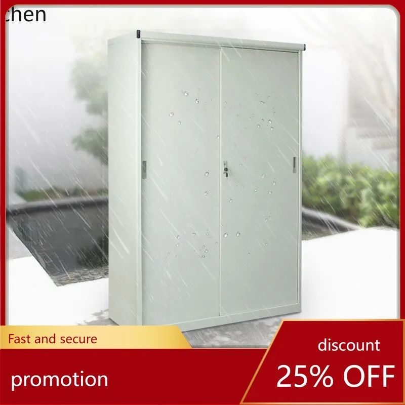 CZ Home Outdoor Sun Protection Balcony Storage Sliding Door Metal Wardrobe Outdoor Waterproof Storage Cabinet