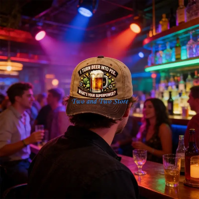 

HX6F Hilarious Drinking Hat Breathable Baseball Cap Distressed Brims Hat for Parties