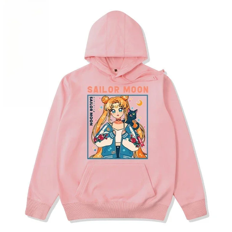 Sweater Hoodie Sailor Moon Trend Explosion Peripheral Joint untuk Pria dan Wanita, Musim Gugur dan Musim Dingin, Beludru, Serbaguna, Kasual, Trendi