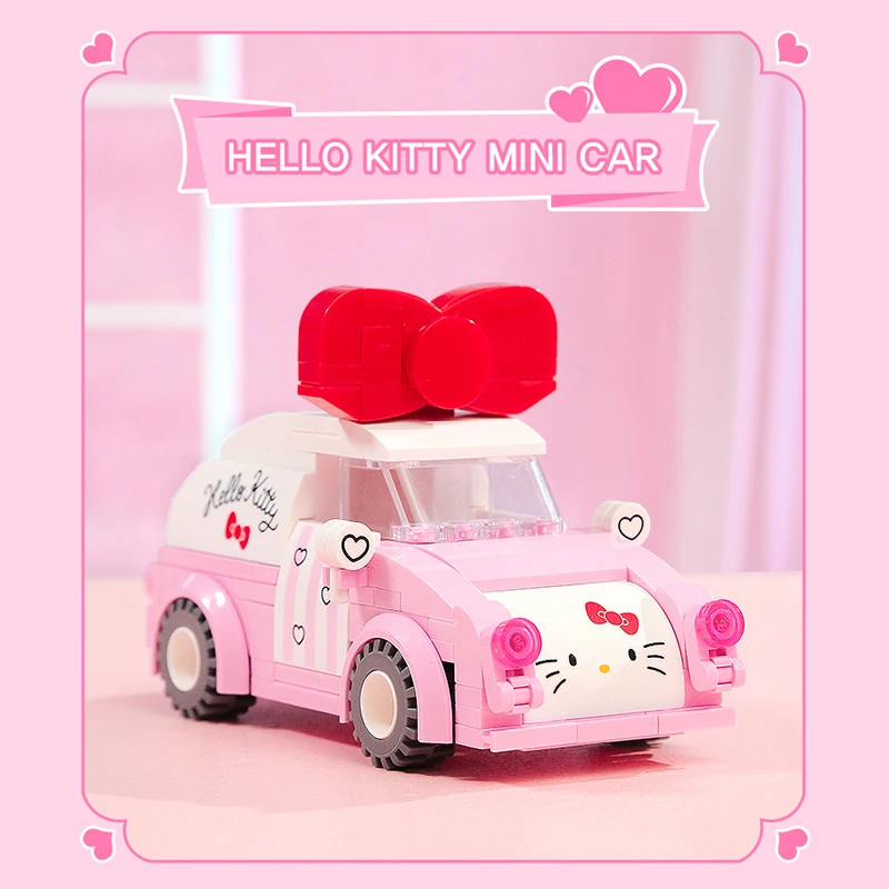 Hello Kitty Building Blocks Car Bus Model Cartoon Blocks Assembly Toy Children DIY Bricks Toy Desktop Decoration Christmas Gifts