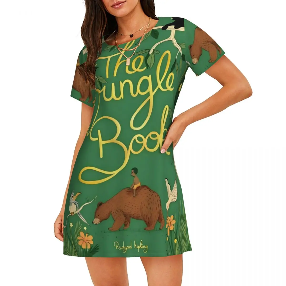 

Custom The Jungle Book Short Sleeves Women Nightdress Sleeping Womens Sleepshirts Film Dress Women Short Sleeve Nightgowns