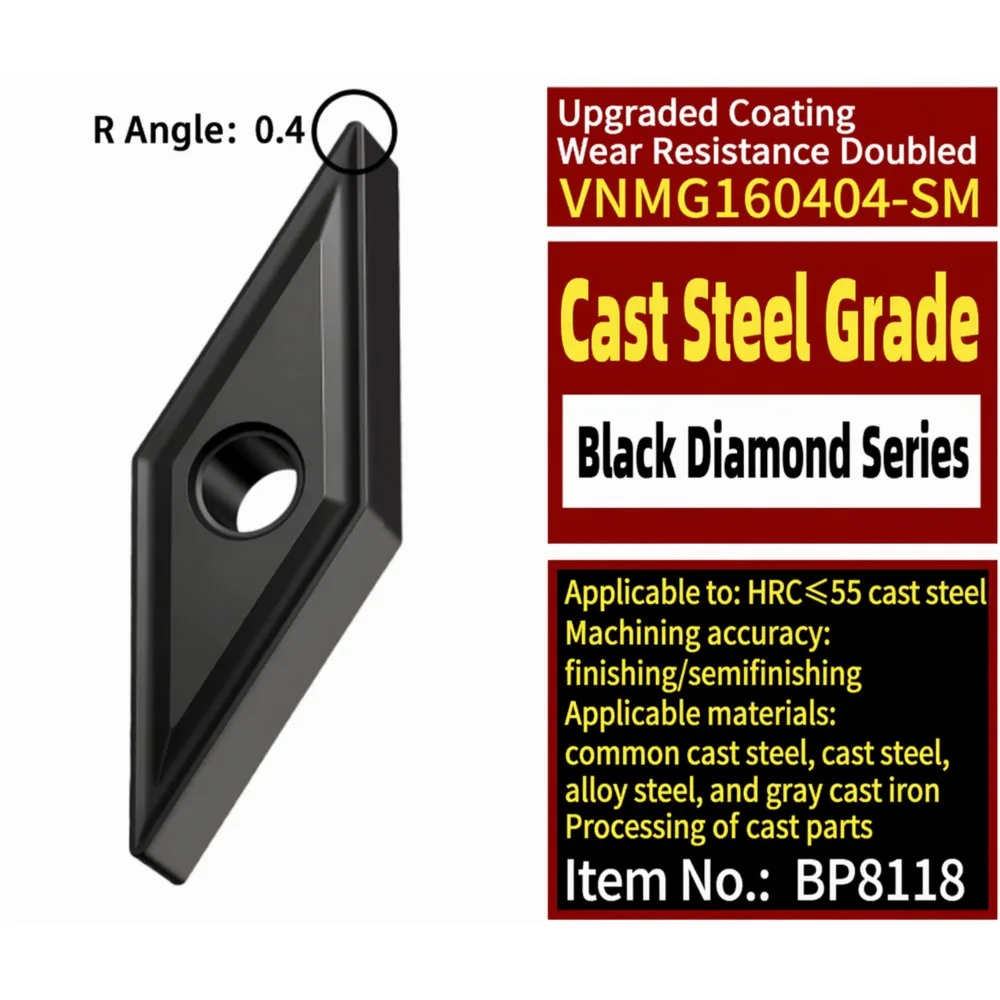 Numerical Control Blade Alloy VNMG160404-SM [Cast Steel Model] Lathe Blade External Steel Turning Slotted Diamond Turning Tool