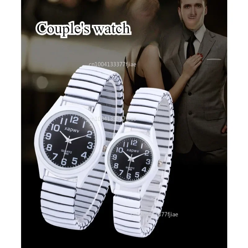 

Мужские и женские наручные часы для пар, ремешок из нержавеющей стали для любителей сплава, деловые кварцевые наручные часы с эластичным ремешком, часы
