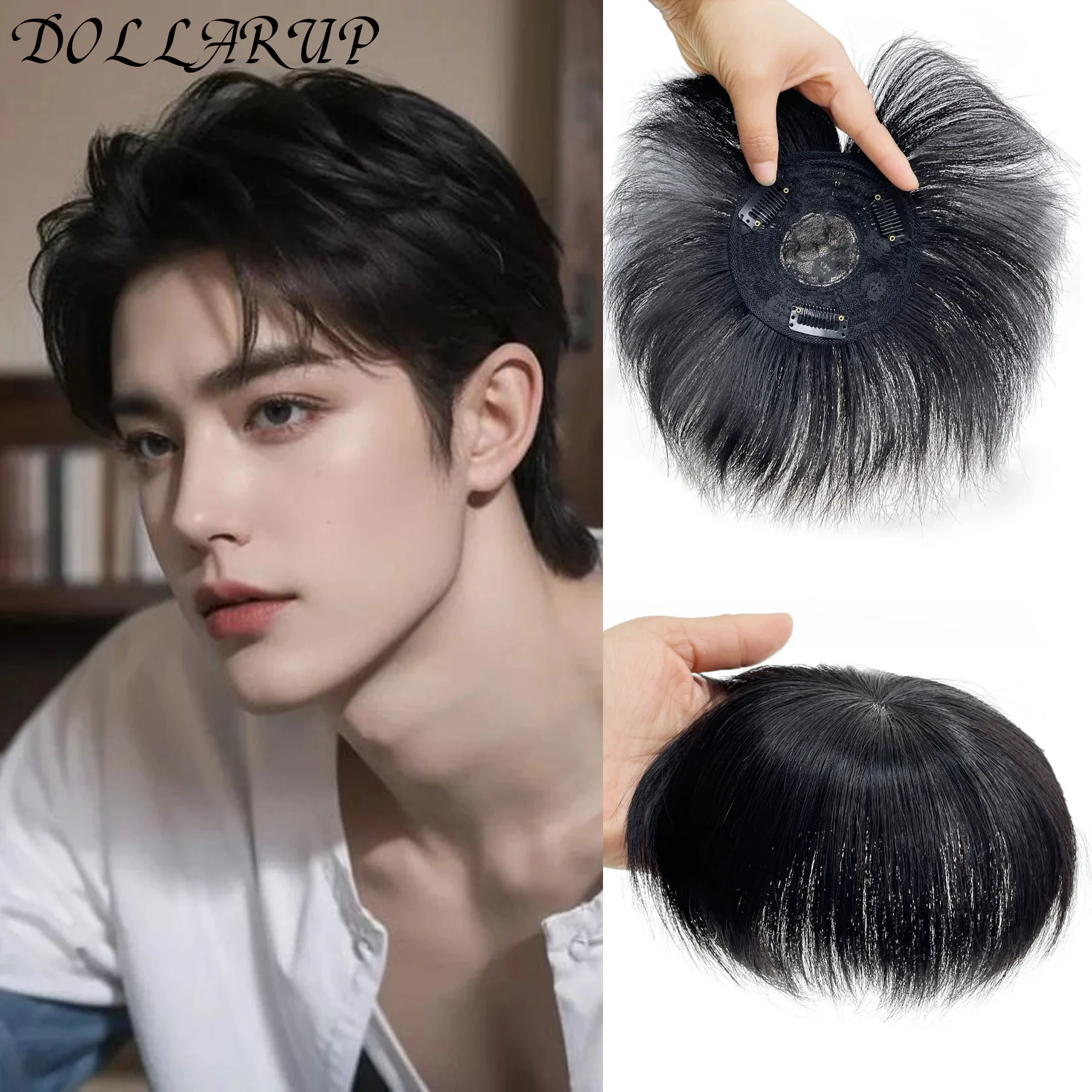 

JKL Men's Wig Thick Toupee with Around Hair Replacement System Prosthetic Hair Wig Male Pieces For Men Baldness