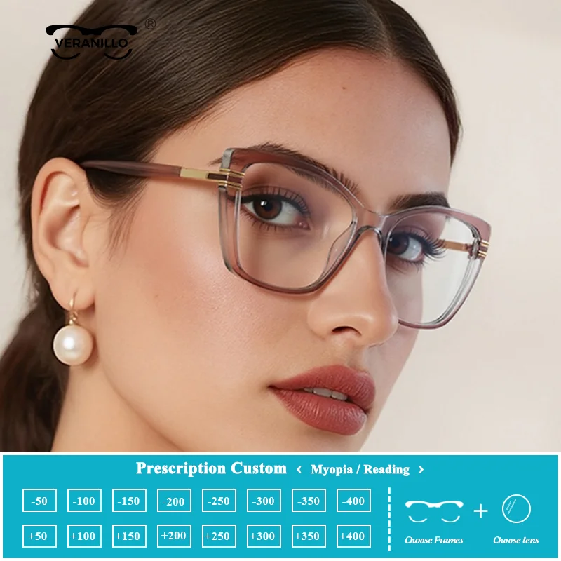 

Prescription Progressive Glasses Square frames Women Reading Anti Blue Light Eyeglasses High-quality Metal Optical Eyewear